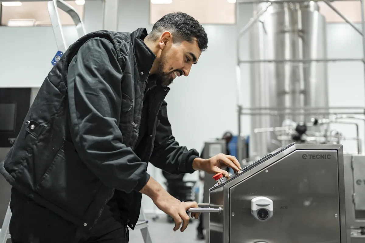 Industrial equipment operator working in a high-temperature facility