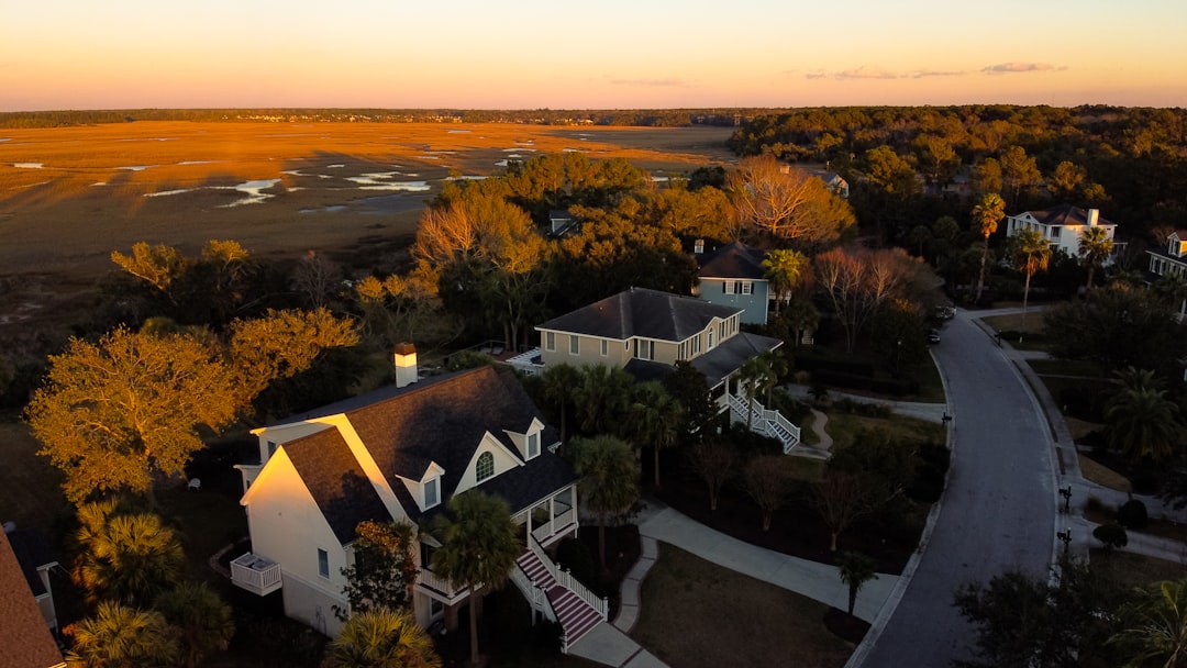 Suburban community at golden hour