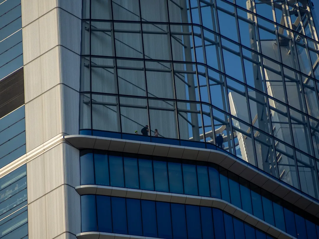 Building inspector examining commercial property exterior