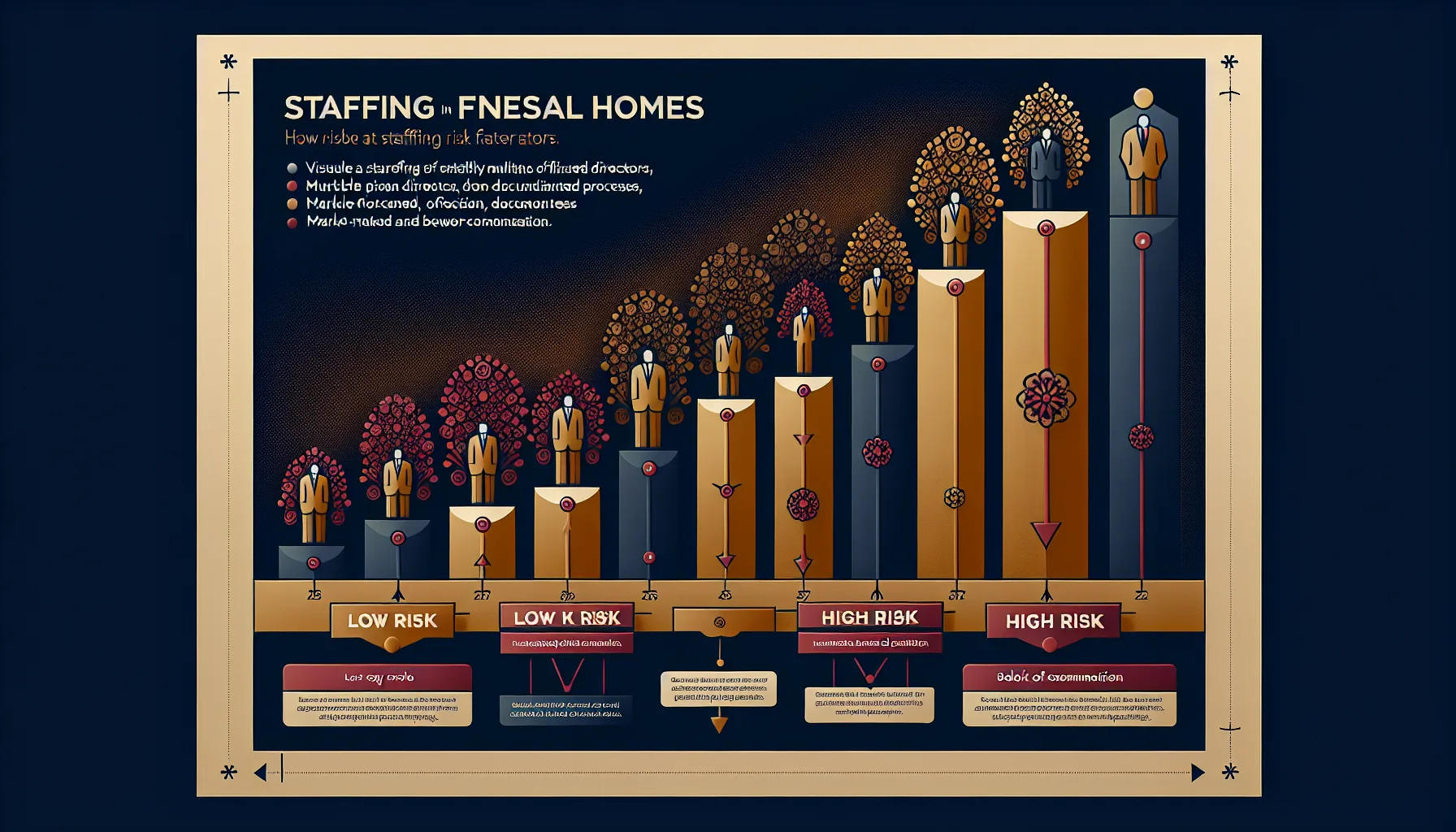 Staffing risk spectrum for funeral home acquisitions from low to high risk